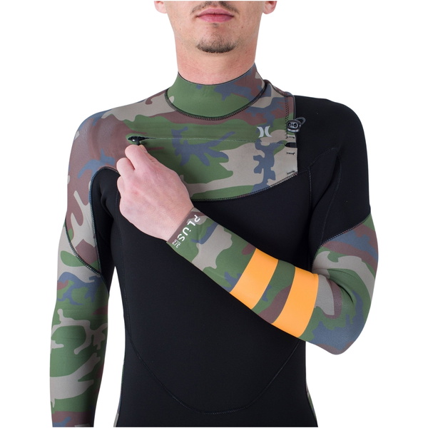 Hurley Heren Plus Printed 3/2mm Borst Ritssluiting Wetsuit MFS0012322 - Medium Brown